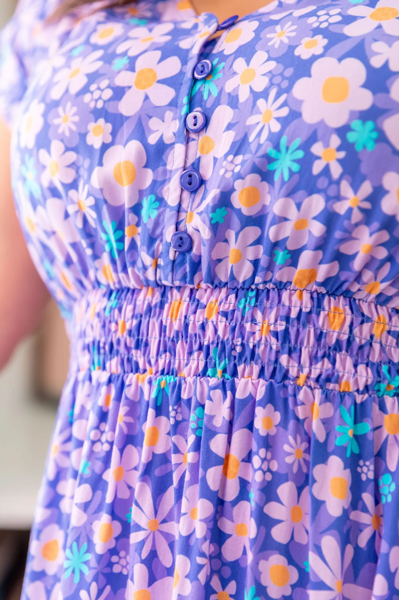 Proud Poppy Clothing Millie Midi Dress in Lilac Daisies LilacDaisies Discount