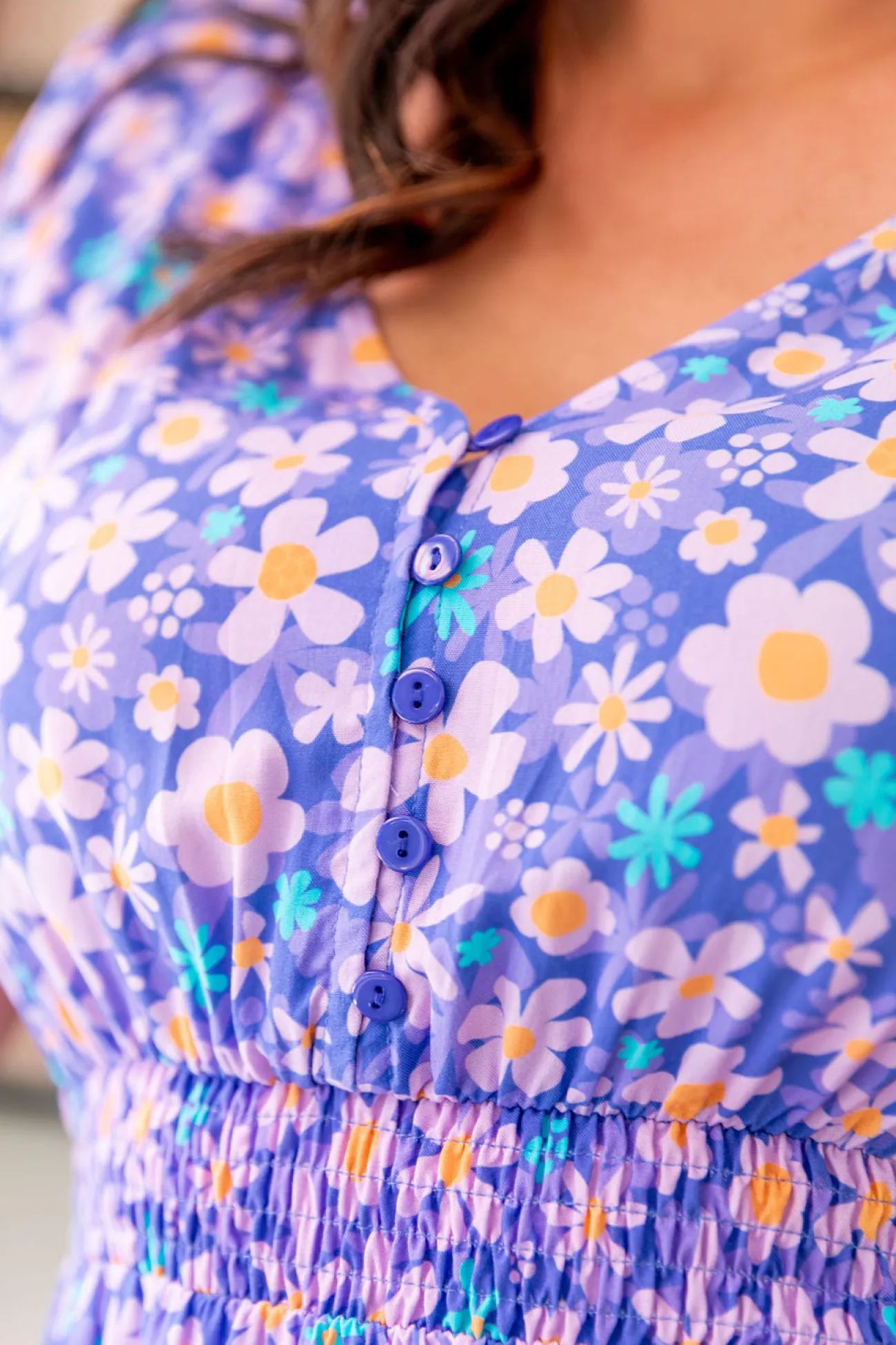 Proud Poppy Clothing Millie Midi Dress in Lilac Daisies LilacDaisies Discount