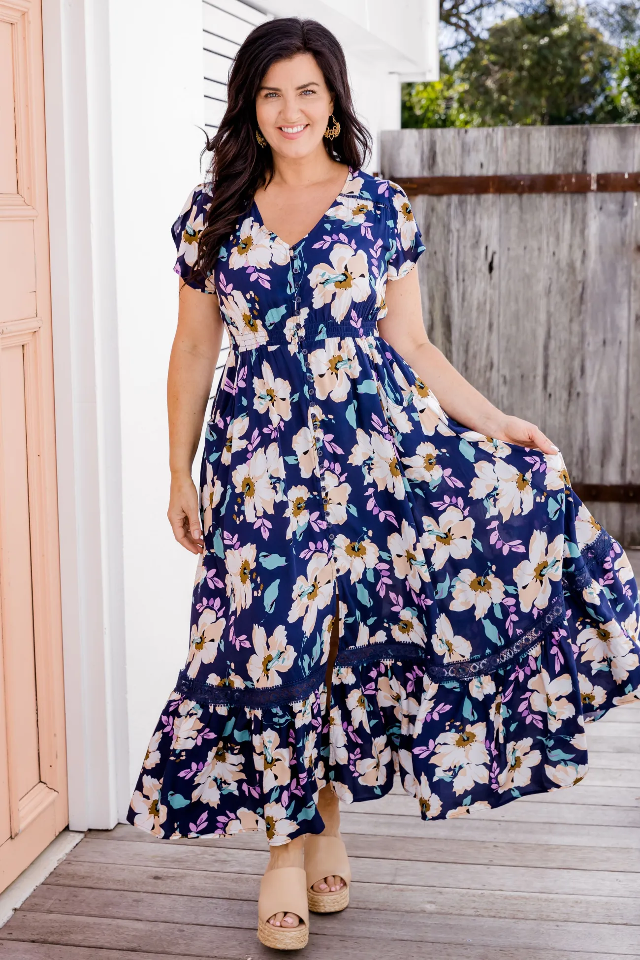 Proud Poppy Clothing Milly Navy Floral Maxi Dress Fashion
