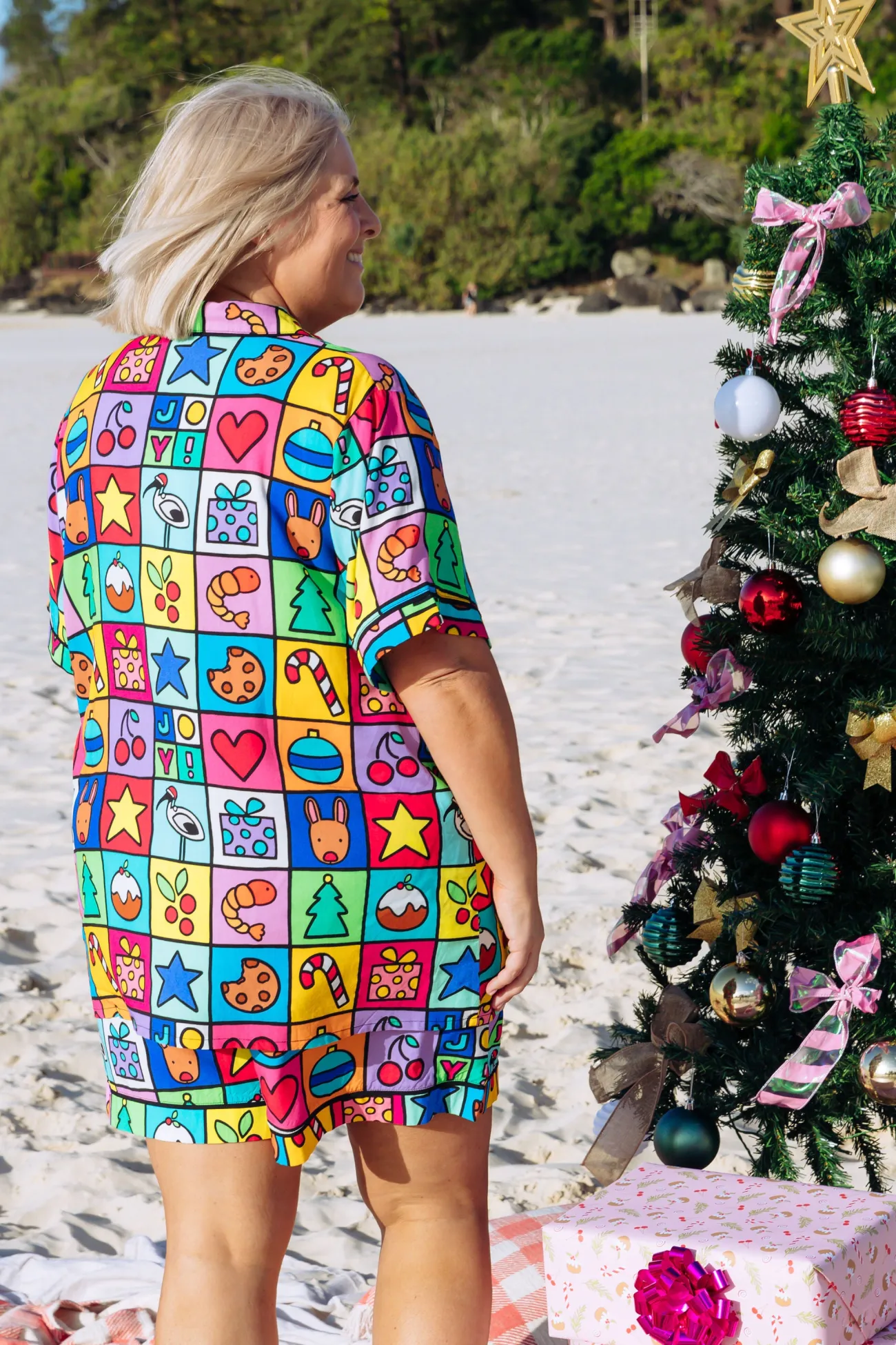 Proud Poppy Clothing Mistletoe Shirt & Shorts Pyjama Set in Christmas Checkers by Kasey Rainbow Outlet