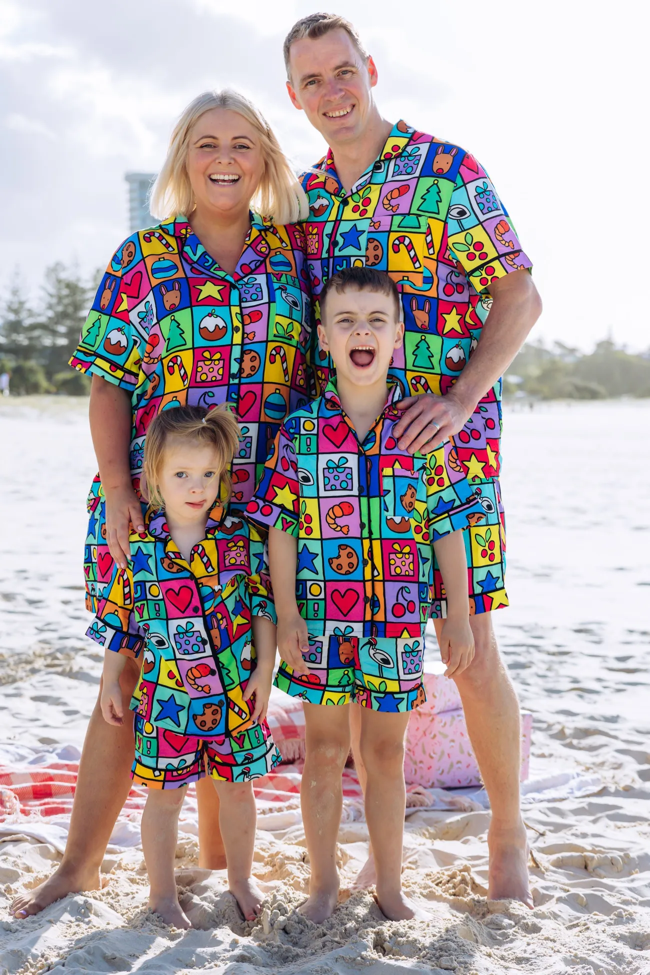 Proud Poppy Clothing Mistletoe Shirt & Shorts Pyjama Set in Christmas Checkers by Kasey Rainbow Outlet