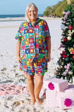 Proud Poppy Clothing Mistletoe Shirt & Shorts Pyjama Set in Christmas Checkers by Kasey Rainbow Outlet