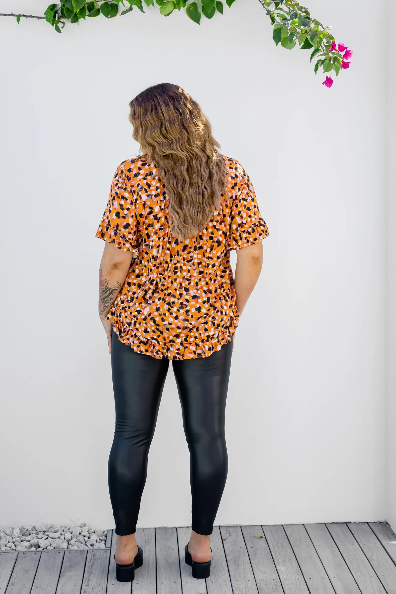 Proud Poppy Clothing Natalie Frill Top in Brown Fleck BrownFleck Clearance