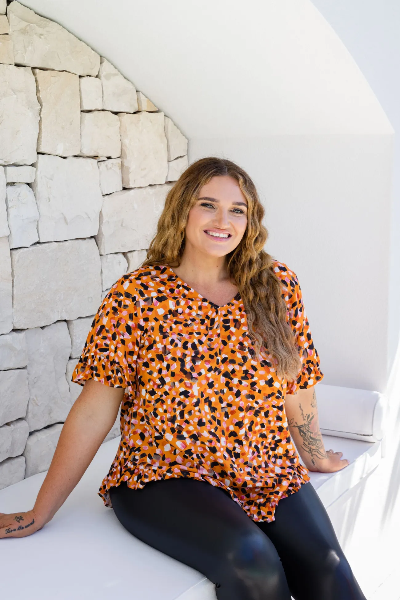 Proud Poppy Clothing Natalie Frill Top in Brown Fleck BrownFleck Clearance