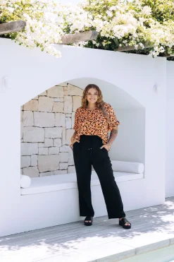 Proud Poppy Clothing Natalie Frill Top in Brown Fleck BrownFleck Clearance