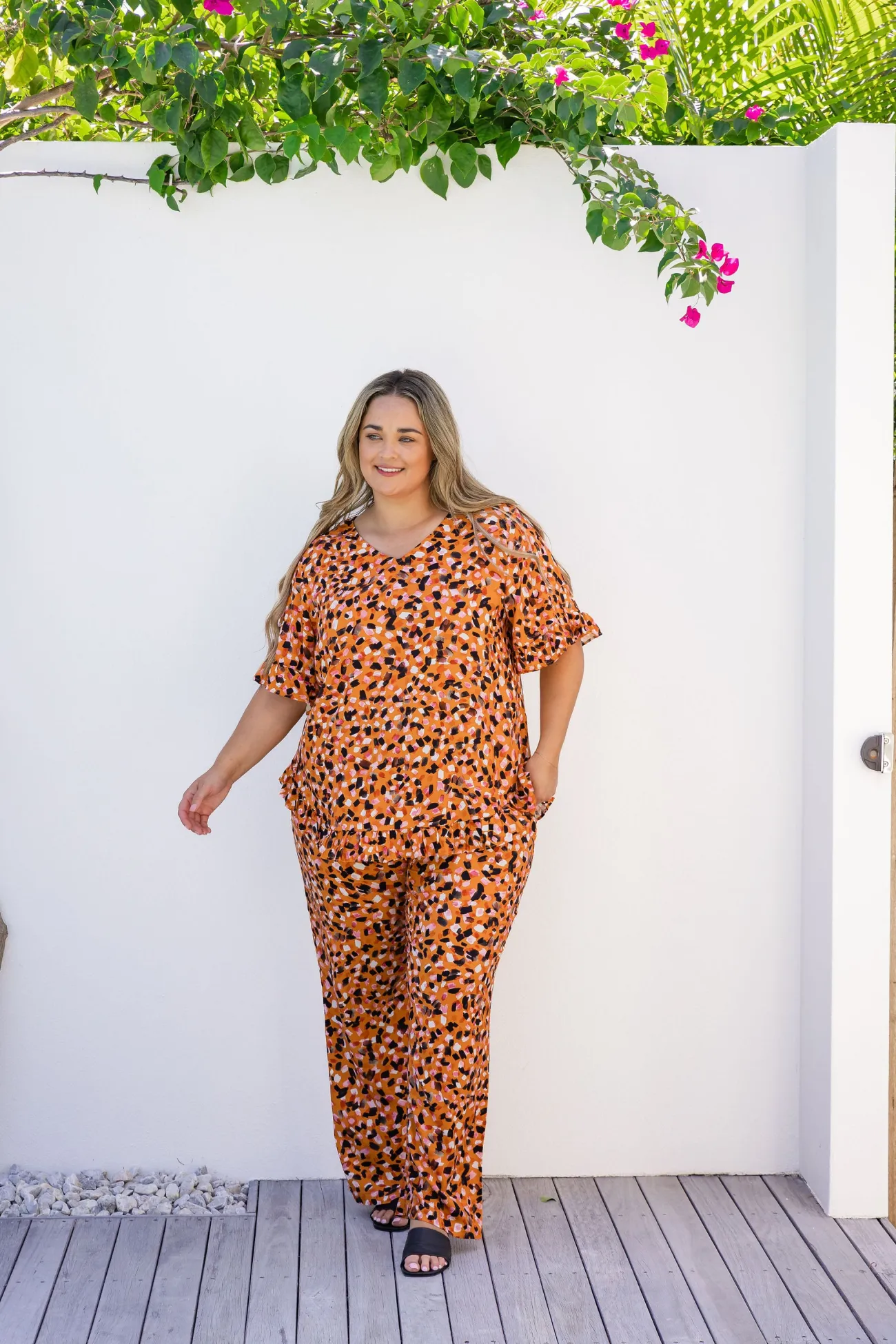 Proud Poppy Clothing Natalie Frill Top in Brown Fleck BrownFleck Clearance
