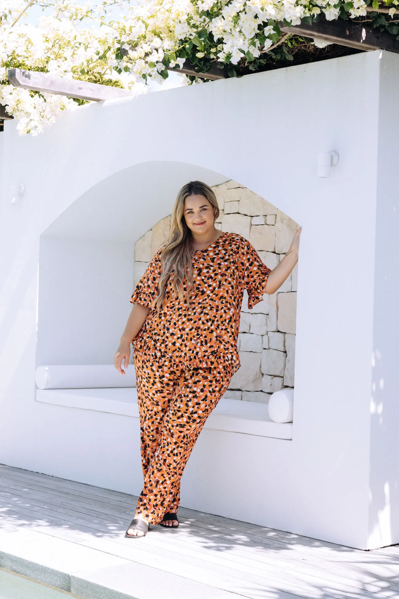 Proud Poppy Clothing Natalie Frill Top in Brown Fleck BrownFleck Clearance