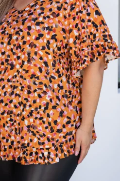 Proud Poppy Clothing Natalie Frill Top in Brown Fleck BrownFleck Clearance