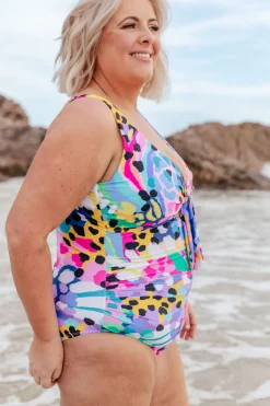 Proud Poppy Clothing Noosa Tie One Piece in Kasey Swim by Kasey Rainbow New