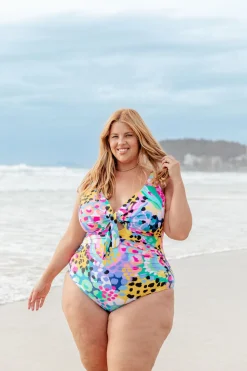 Proud Poppy Clothing Noosa Tie One Piece in Kasey Swim by Kasey Rainbow New