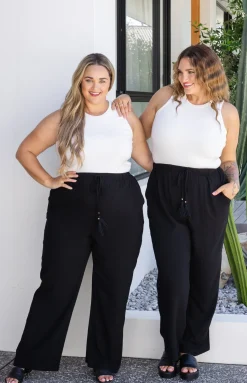 Proud Poppy Clothing Nora Tassel Tie Pants in Black Online