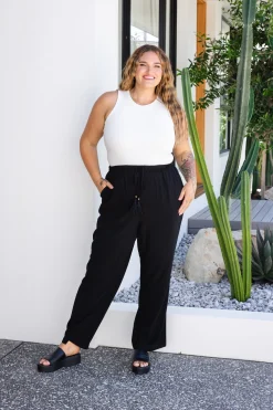 Proud Poppy Clothing Nora Tassel Tie Pants in Black Online