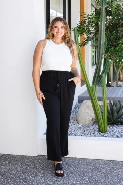 Proud Poppy Clothing Nora Tassel Tie Pants in Black Online