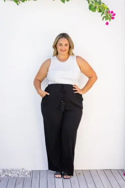 Proud Poppy Clothing Nora Tassel Tie Pants in Black Online