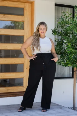 Proud Poppy Clothing Nora Tassel Tie Pants in Black Online
