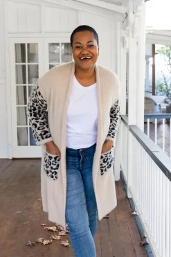 Proud Poppy Clothing Oakland Leopard Cardigan in Beige Outlet