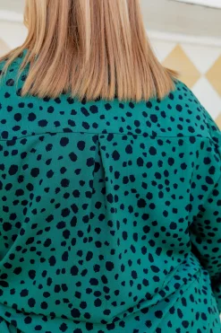 Proud Poppy Clothing Olivia Green & Black Spot Top Sale