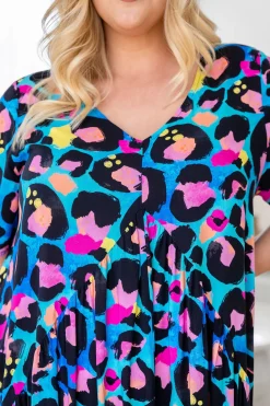 Proud Poppy Clothing Peak Dress in Kasey Leopard by Kasey Rainbow Sale