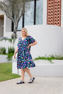 Proud Poppy Clothing Peak Dress in Kasey Leopard by Kasey Rainbow Sale