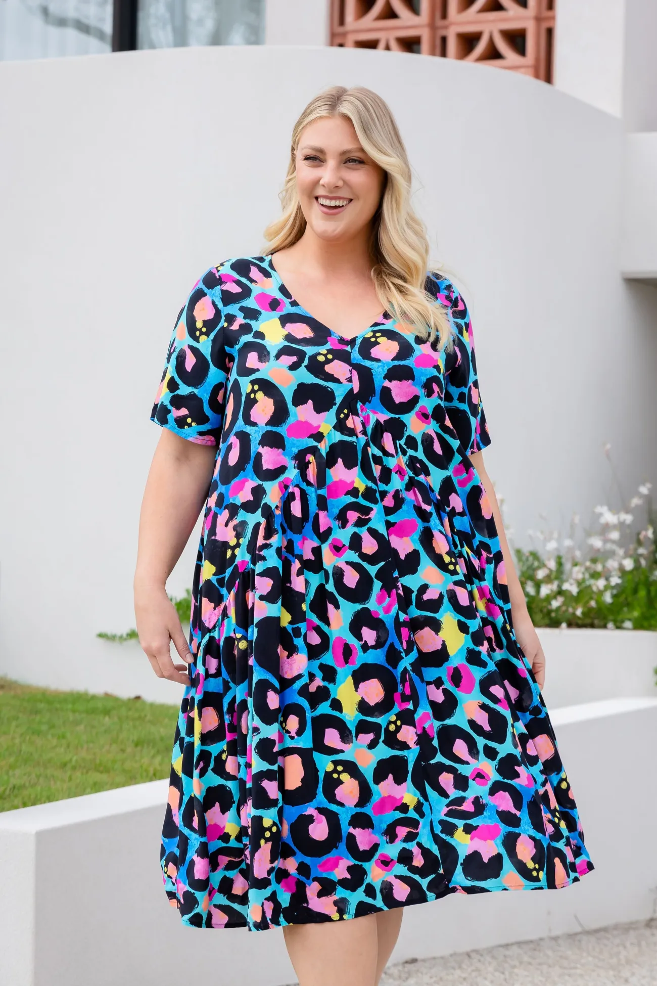 Proud Poppy Clothing Peak Dress in Kasey Leopard by Kasey Rainbow Sale