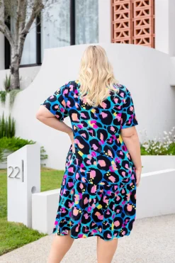 Proud Poppy Clothing Peak Dress in Kasey Leopard by Kasey Rainbow Sale