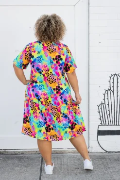 Proud Poppy Clothing Peak Dress in Messy Mind by Kasey Rainbow New