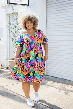 Proud Poppy Clothing Peak Dress in Messy Mind by Kasey Rainbow New