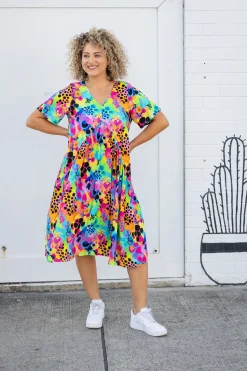 Proud Poppy Clothing Peak Dress in Messy Mind by Kasey Rainbow New