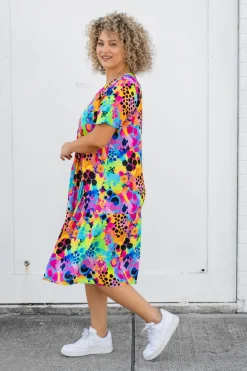 Proud Poppy Clothing Peak Dress in Messy Mind by Kasey Rainbow New