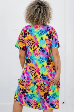 Proud Poppy Clothing Peak Dress in Messy Mind by Kasey Rainbow New