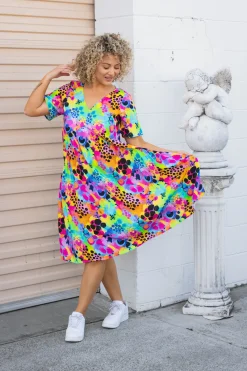 Proud Poppy Clothing Peak Dress in Messy Mind by Kasey Rainbow New