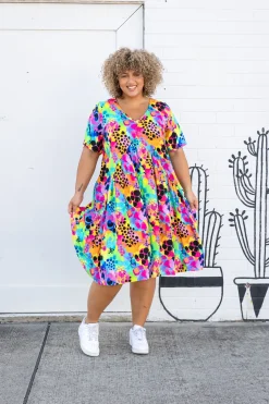 Proud Poppy Clothing Peak Dress in Messy Mind by Kasey Rainbow New