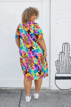 Proud Poppy Clothing Peak Dress in Messy Mind by Kasey Rainbow New