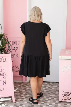 Proud Poppy Clothing Peak Frill Party Dress in Black Outlet