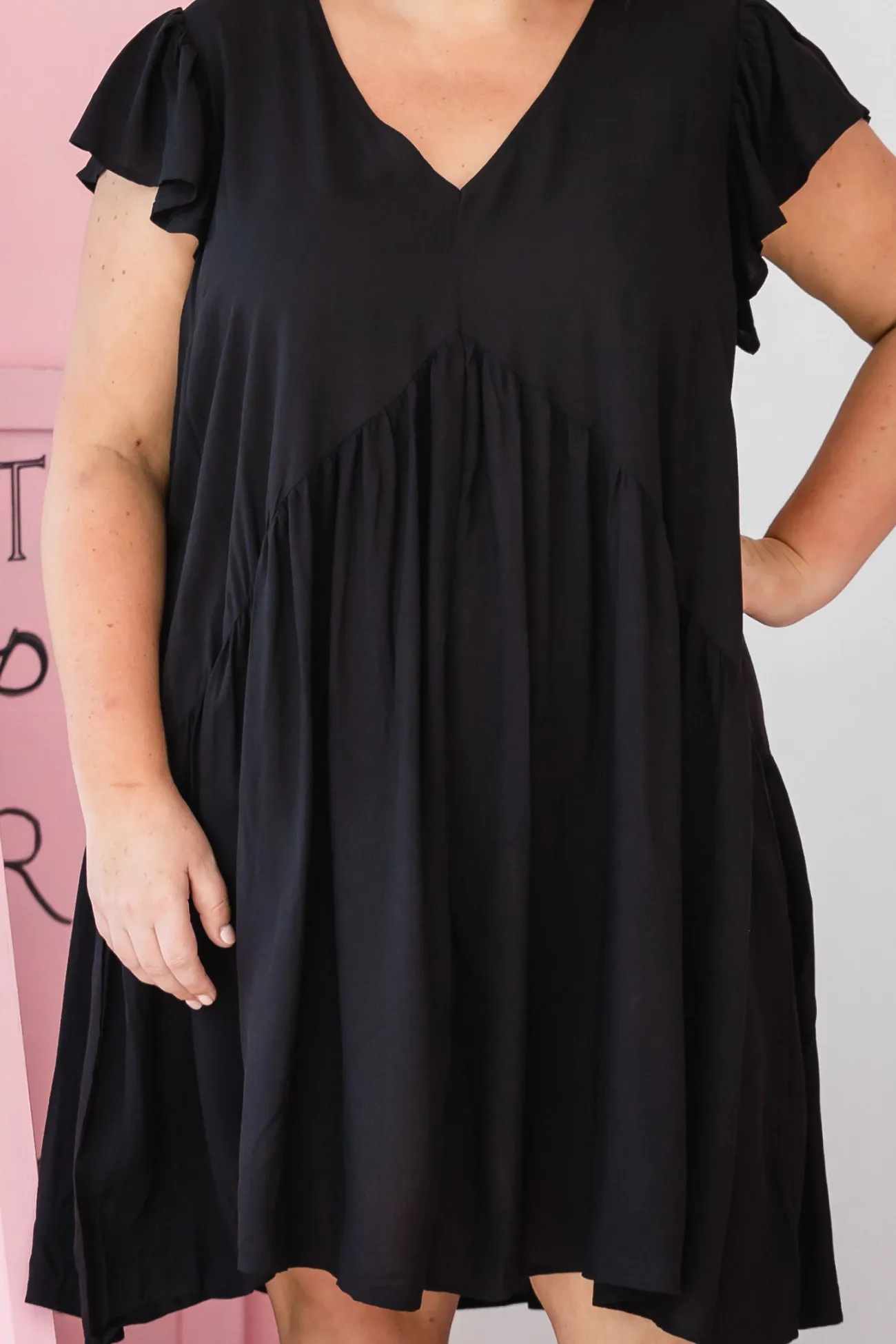Proud Poppy Clothing Peak Frill Party Dress in Black Outlet