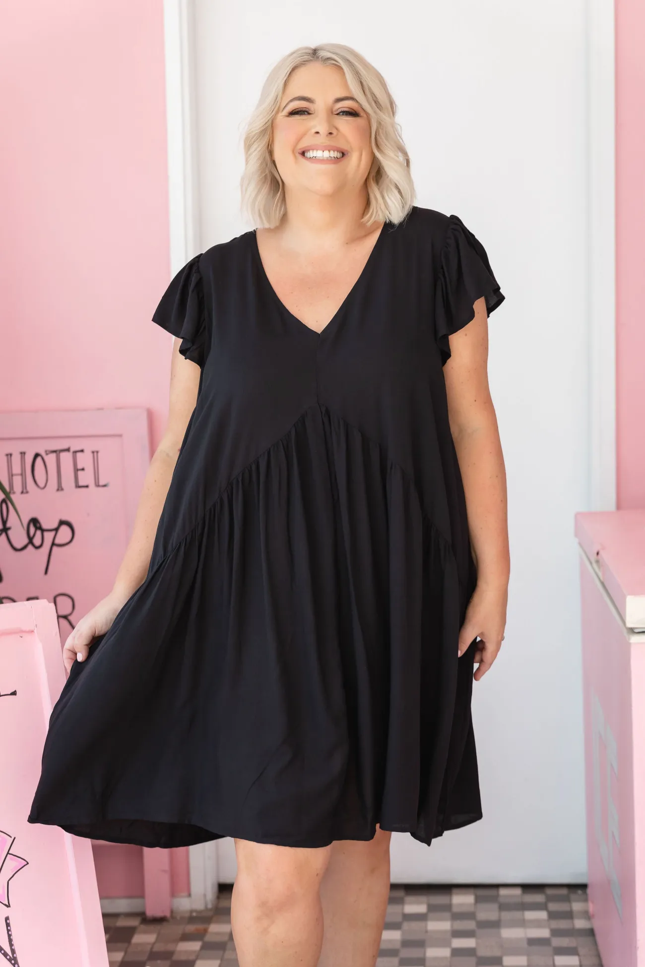 Proud Poppy Clothing Peak Frill Party Dress in Black Outlet