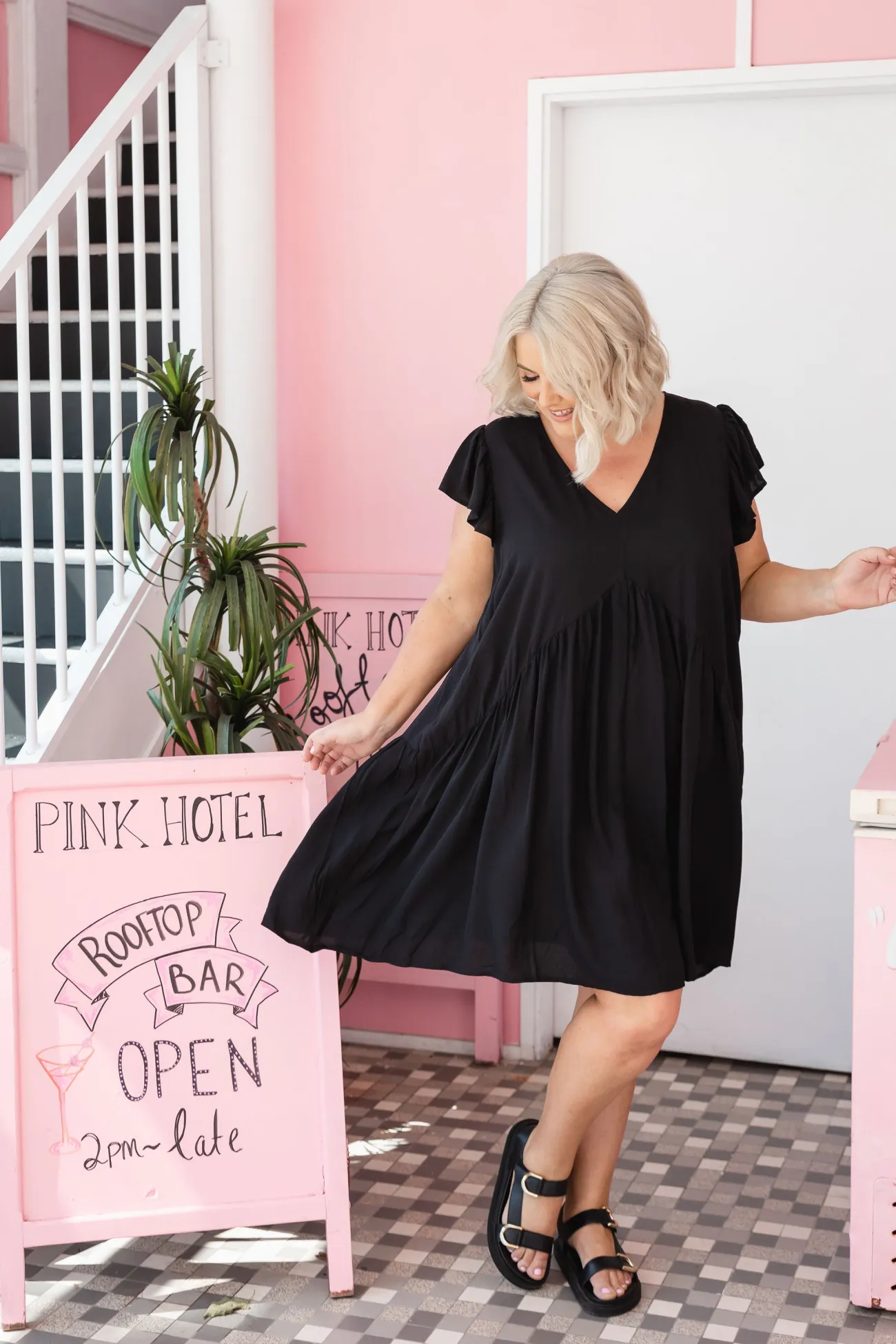 Proud Poppy Clothing Peak Frill Party Dress in Black Outlet