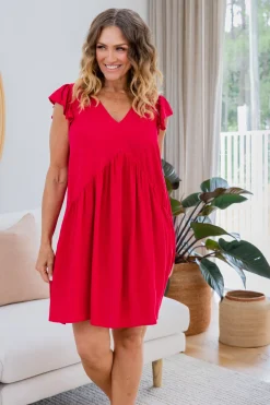 Proud Poppy Clothing Peak Frill Party Dress in Red Best