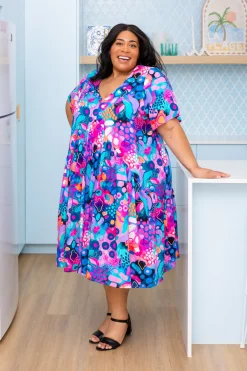Proud Poppy Clothing Peak Midi Dress in Midnight Safari by Kasey Rainbow Discount