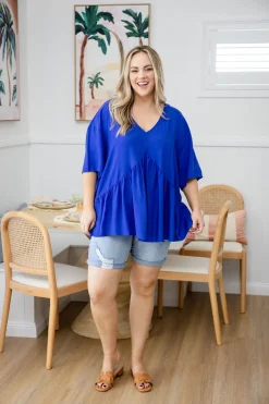 Proud Poppy Clothing Peak Top in Blue Discount