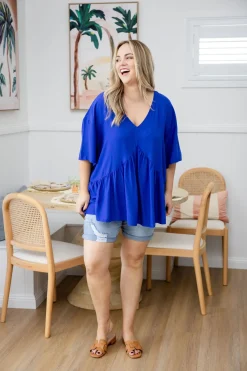 Proud Poppy Clothing Peak Top in Blue Discount