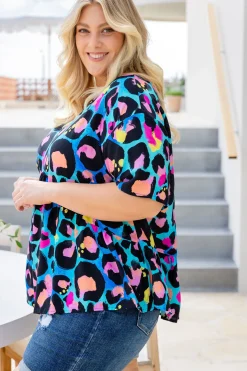 Proud Poppy Clothing Peak Top in Kasey Leopard by Kasey Rainbow Clearance