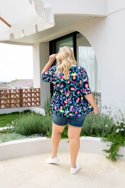 Proud Poppy Clothing Peak Top in Kasey Leopard by Kasey Rainbow Clearance