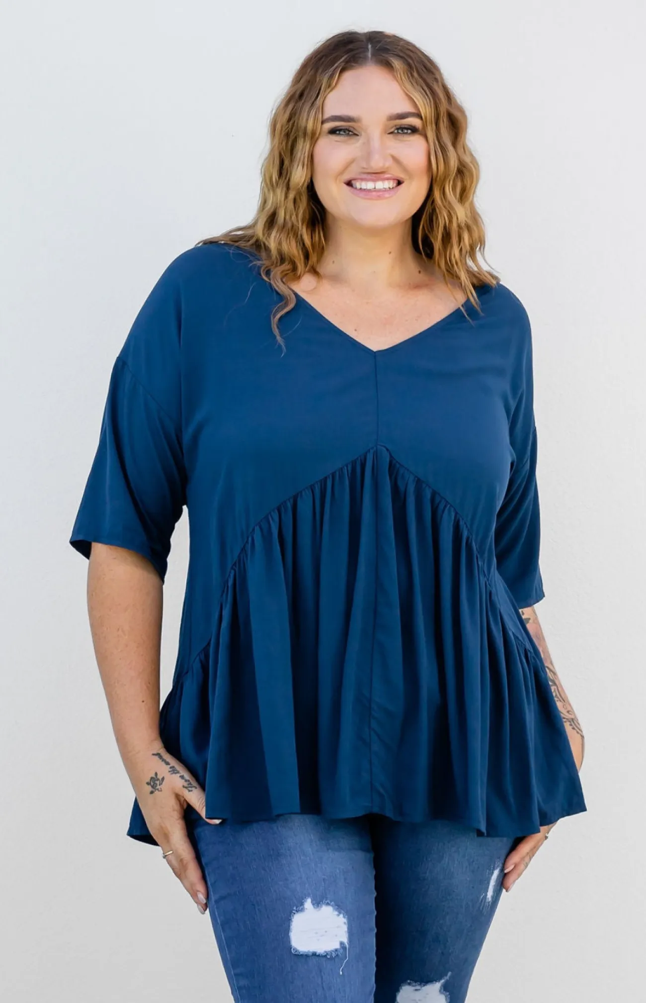 Proud Poppy Clothing Peak Top in Navy Fashion