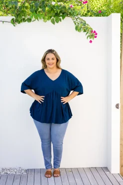 Proud Poppy Clothing Peak Top in Navy Fashion