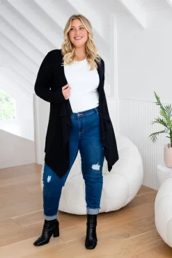 Proud Poppy Clothing Penelope Waterfall Modal Cardi in Black Fashion