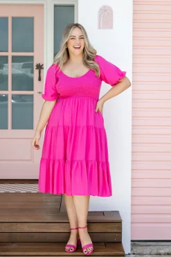 Proud Poppy Clothing Peri Midi Dress in Pink New