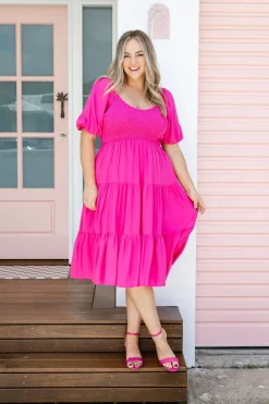Proud Poppy Clothing Peri Midi Dress in Pink New