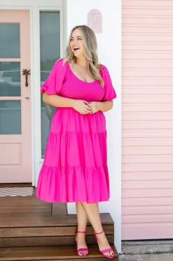 Proud Poppy Clothing Peri Midi Dress in Pink New