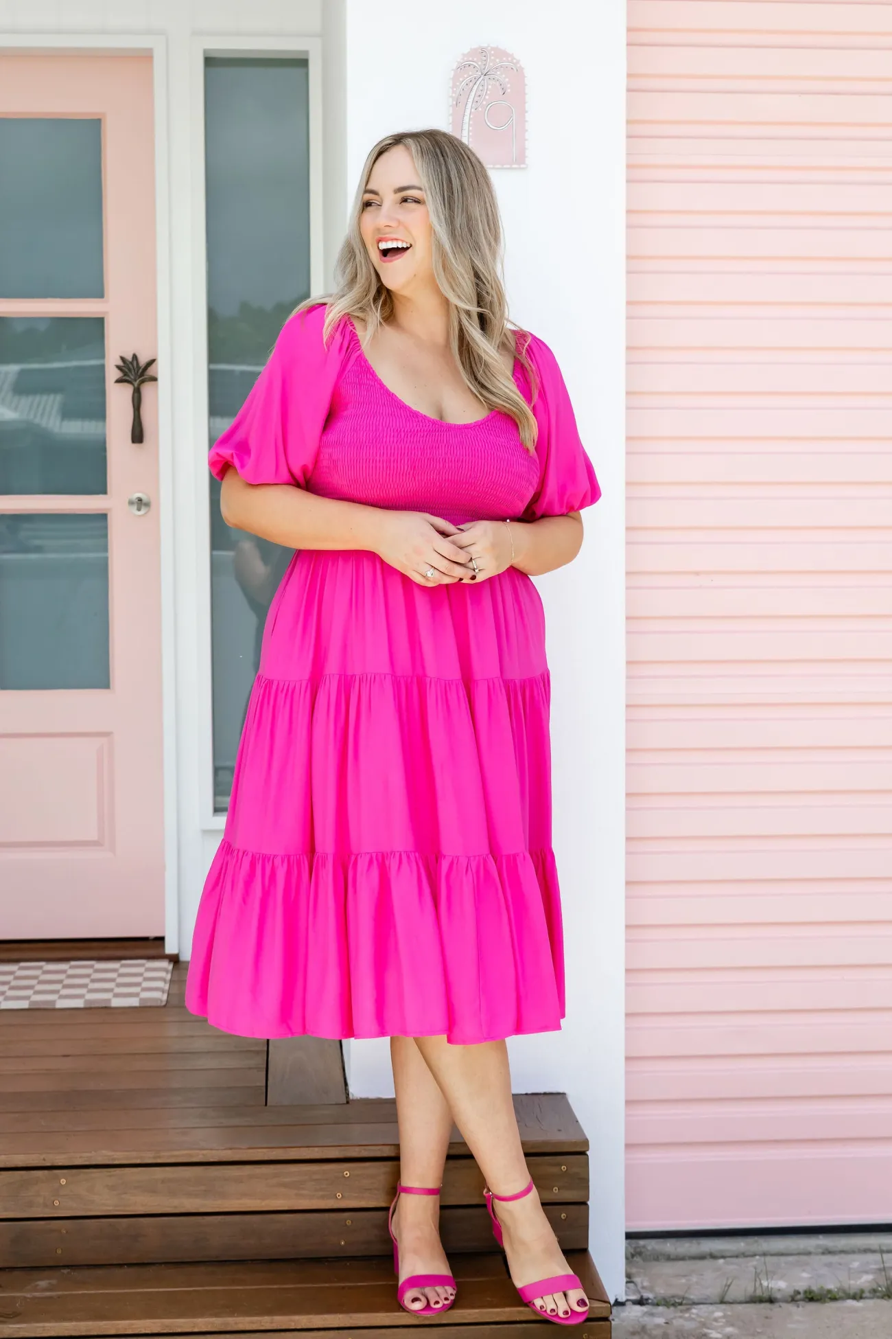 Proud Poppy Clothing Peri Midi Dress in Pink New